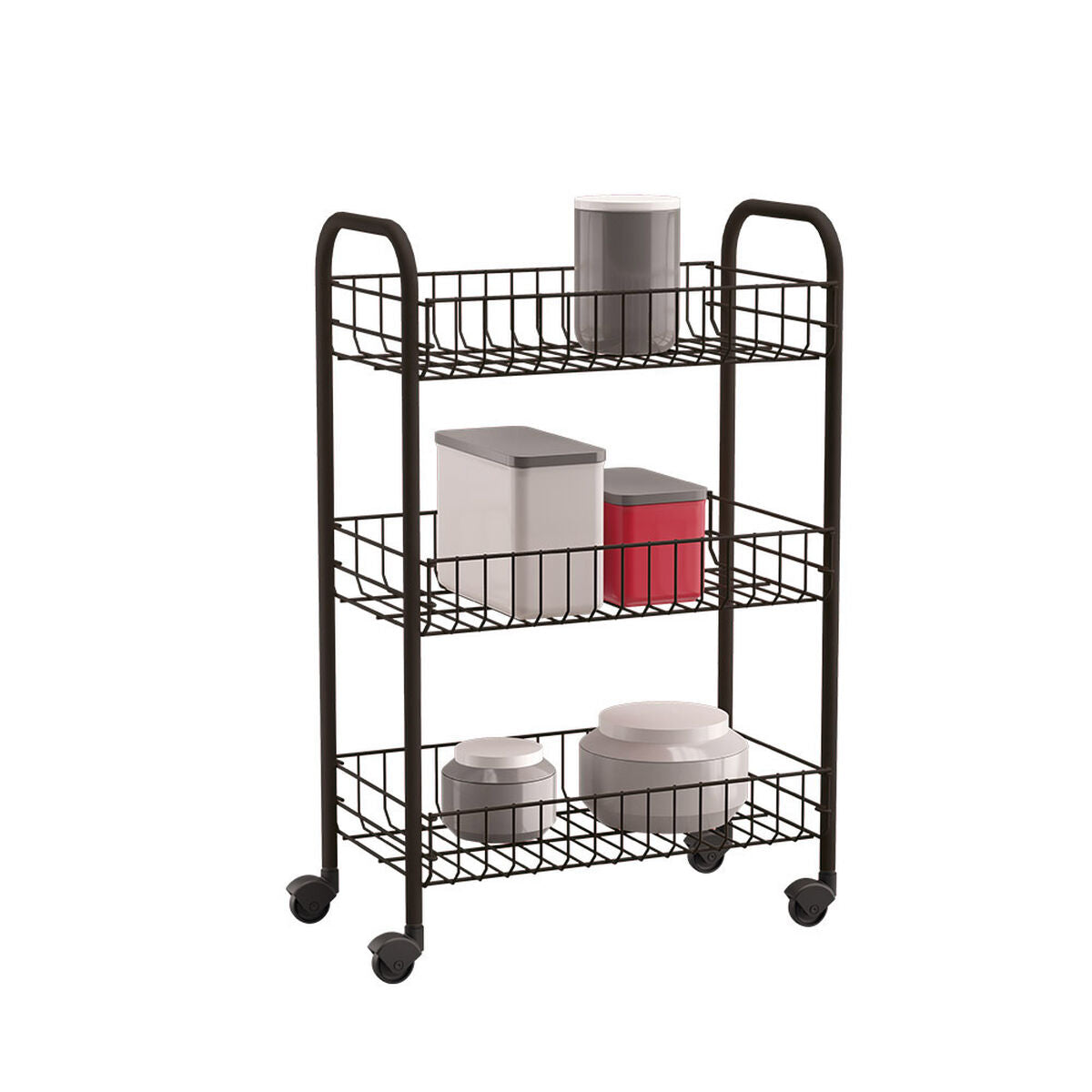 Desserte de cuisine Metaltex Siena Noire 3 niveaux (63 x 41 x 23 cm)