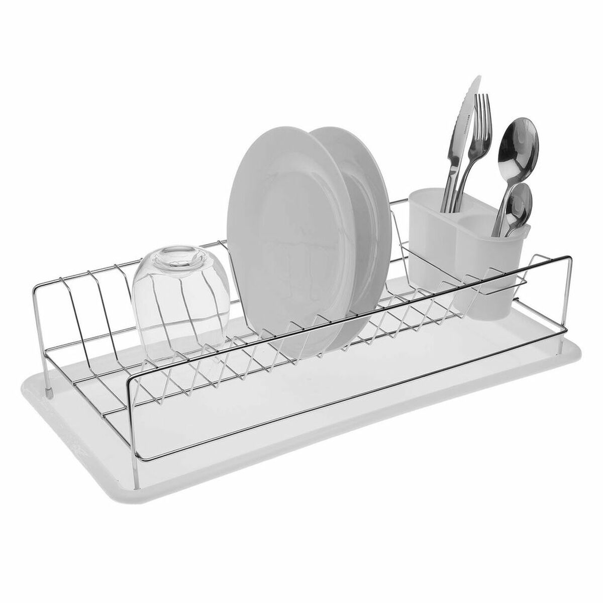 Égouttoir pour Évier de Cuisine Versa Assiettes Blanc Longueur Acier Fer