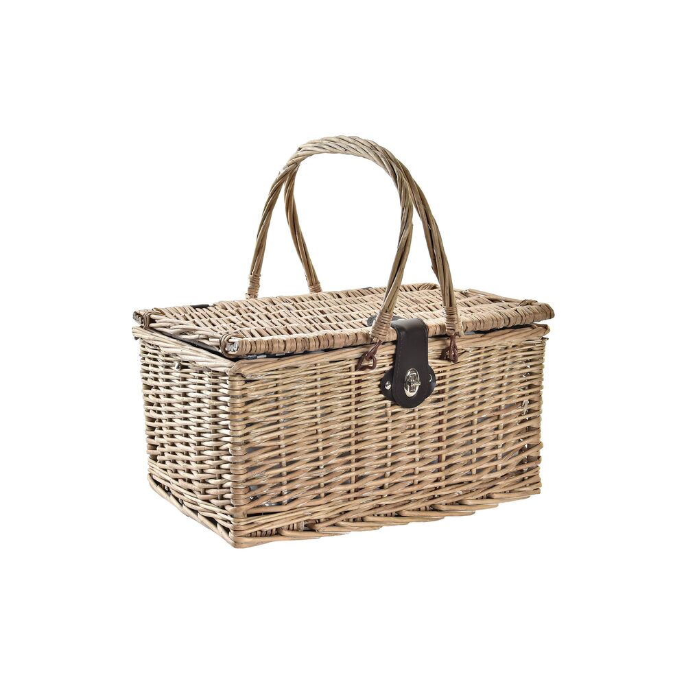 Panier de pique-nique DKD Home Decor Osier Céramique Bleu Naturel (41 x 33 x 23 cm)