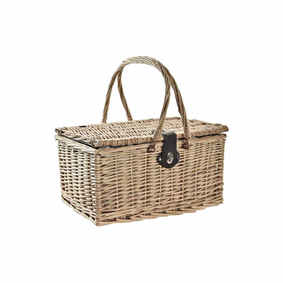 Panier de pique-nique DKD Home Decor Osier Céramique Bleu Naturel (41 x 33 x 23 cm)