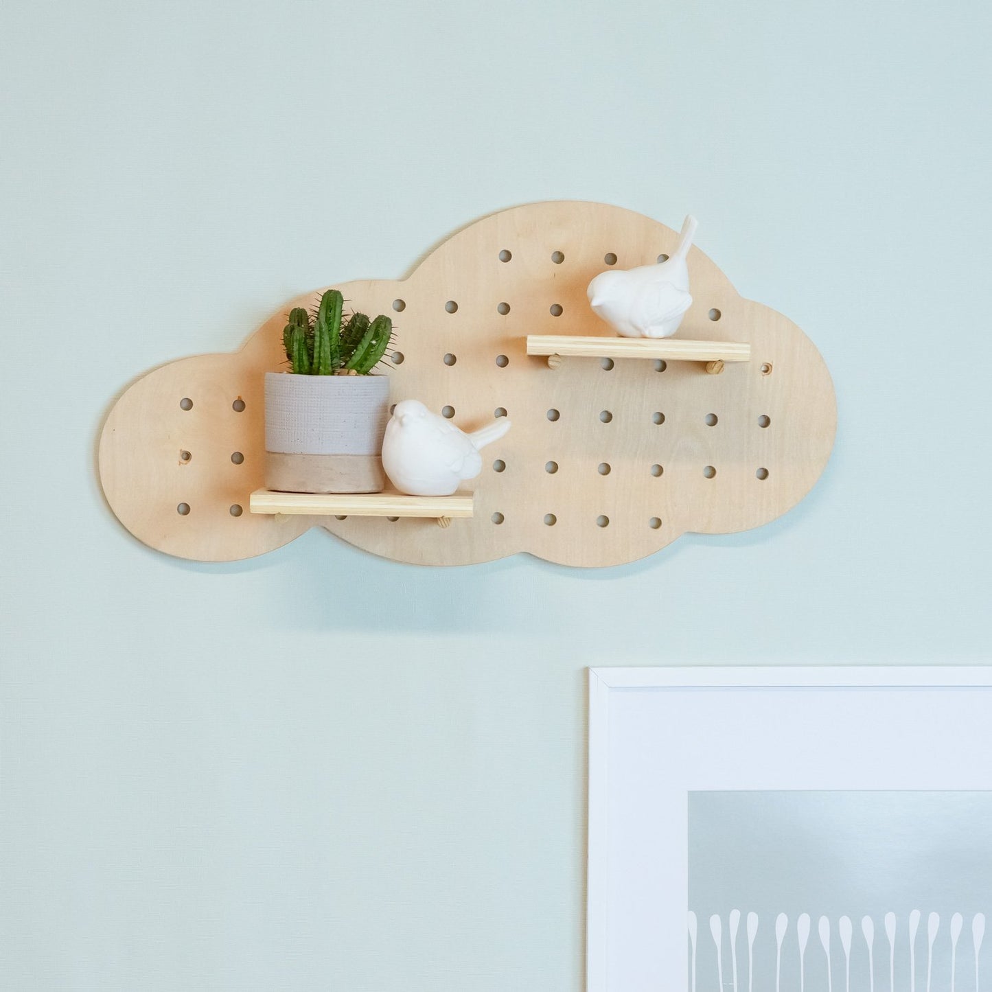 Tableau organiseur mural forme Nuage en bois