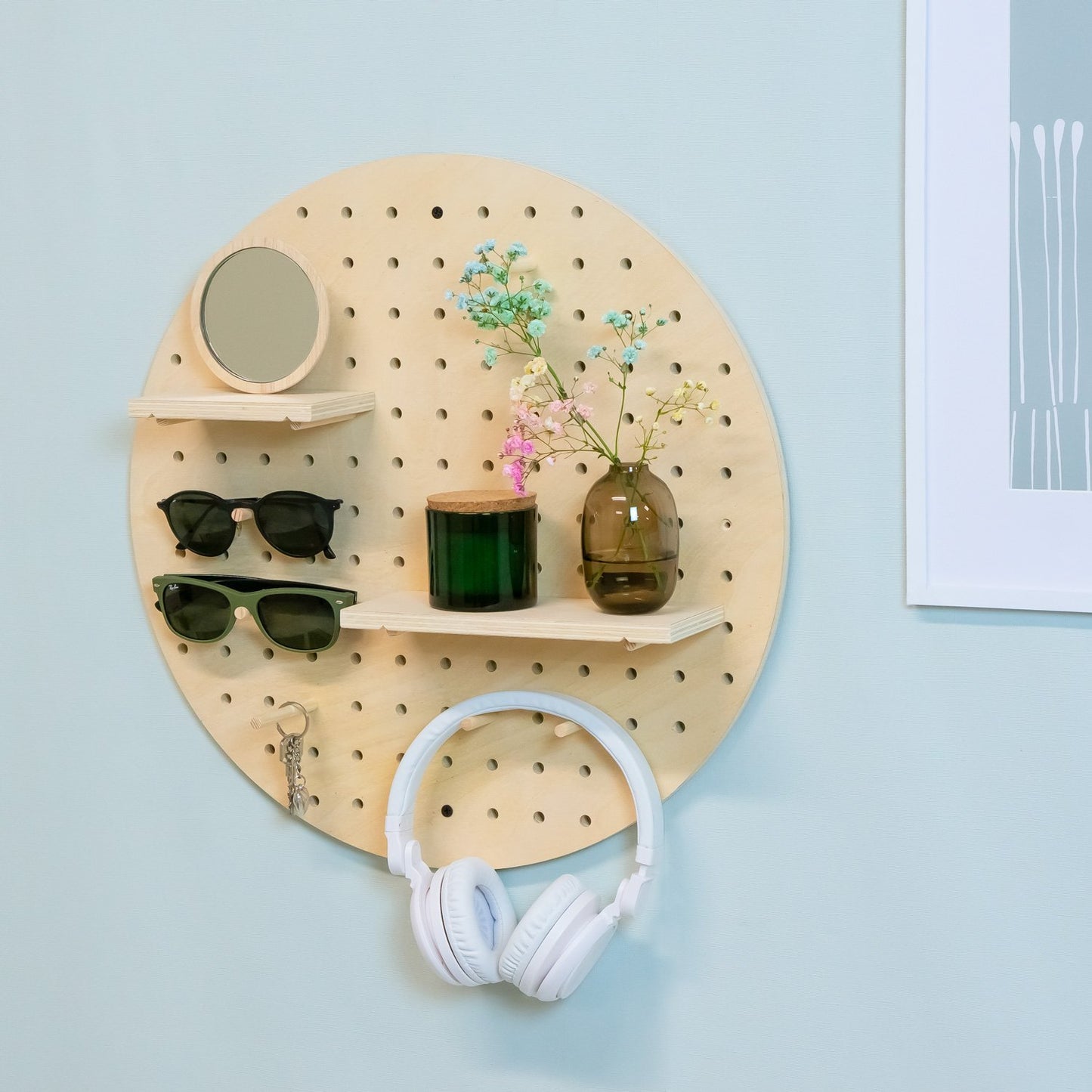  Organisateur Mural Pegboard Forme Ronde