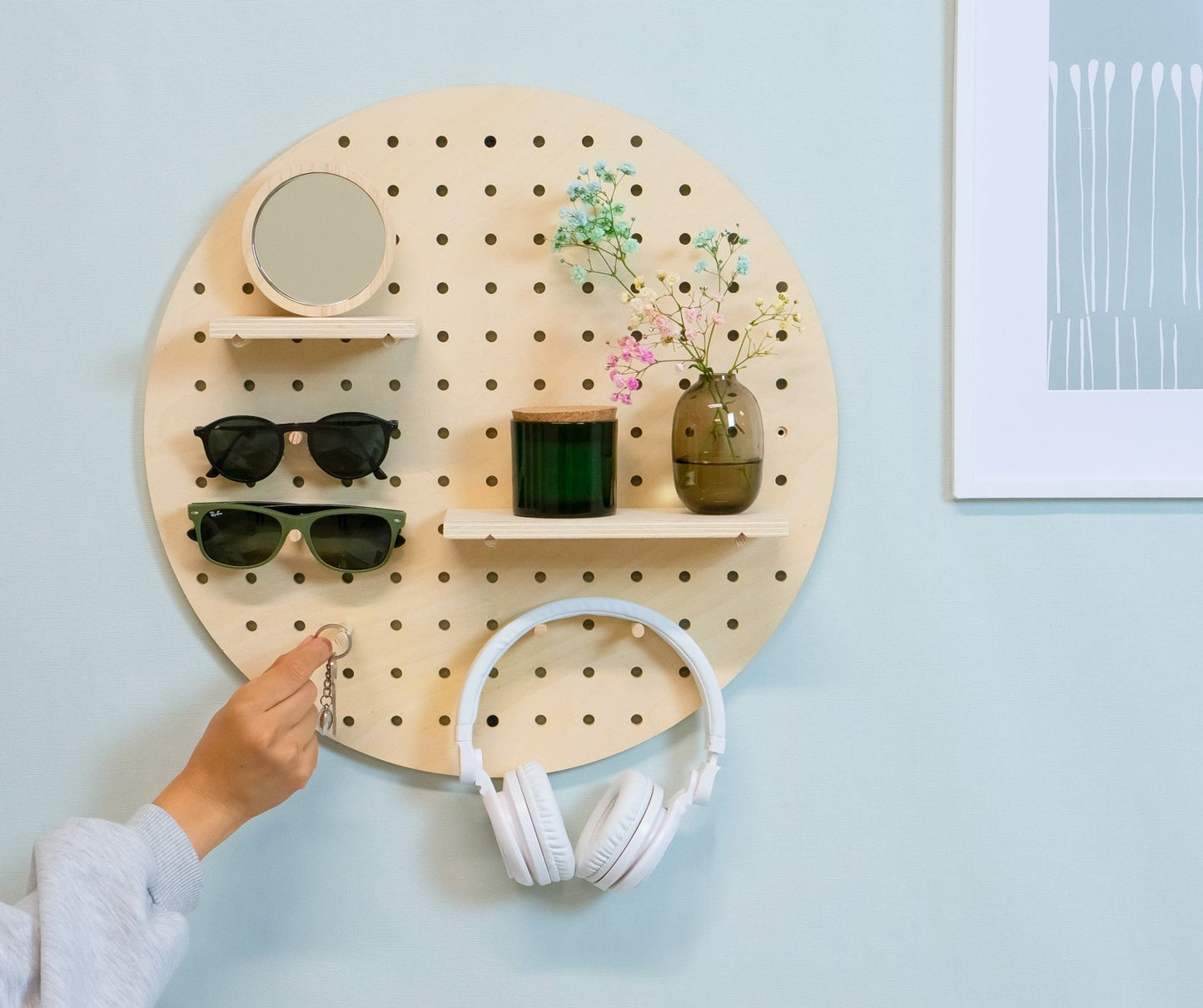  Organisateur Mural Pegboard Forme Ronde