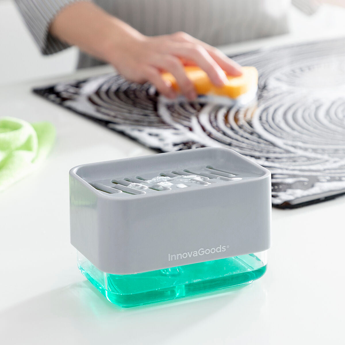  Distributeur de Savon 2-en-1 pour Évier de Cuisine Pushoap InnovaGoods